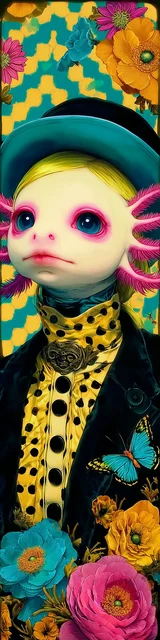 Free printable axolotl bookmark featuring a suit wearing axolotl